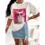 T-shirt damski oversize z nadrukiem kota i okularami